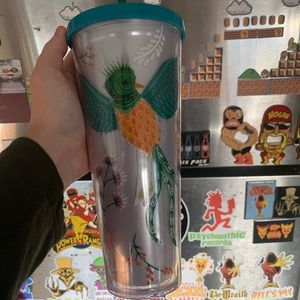 Peacock/Floral Starbucks Cold Cup
